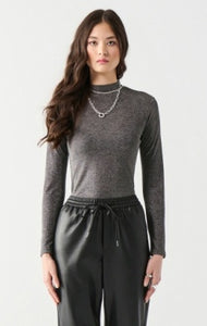 L/S Mock Neck Shimmer Top