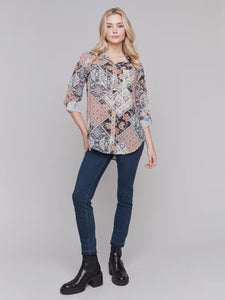 Wear 2 ways Printed Crepe Shirt