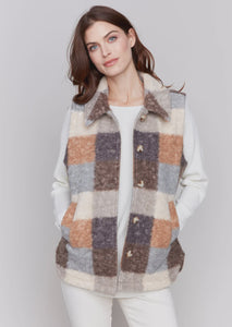 Sherpa Plaid Long Vest